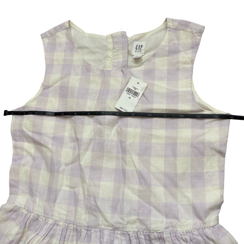 GAP Kids Pastel Gingham Sleeveless Linen Blend Summer Cottagecore Dress XL - Picture 5 of 6